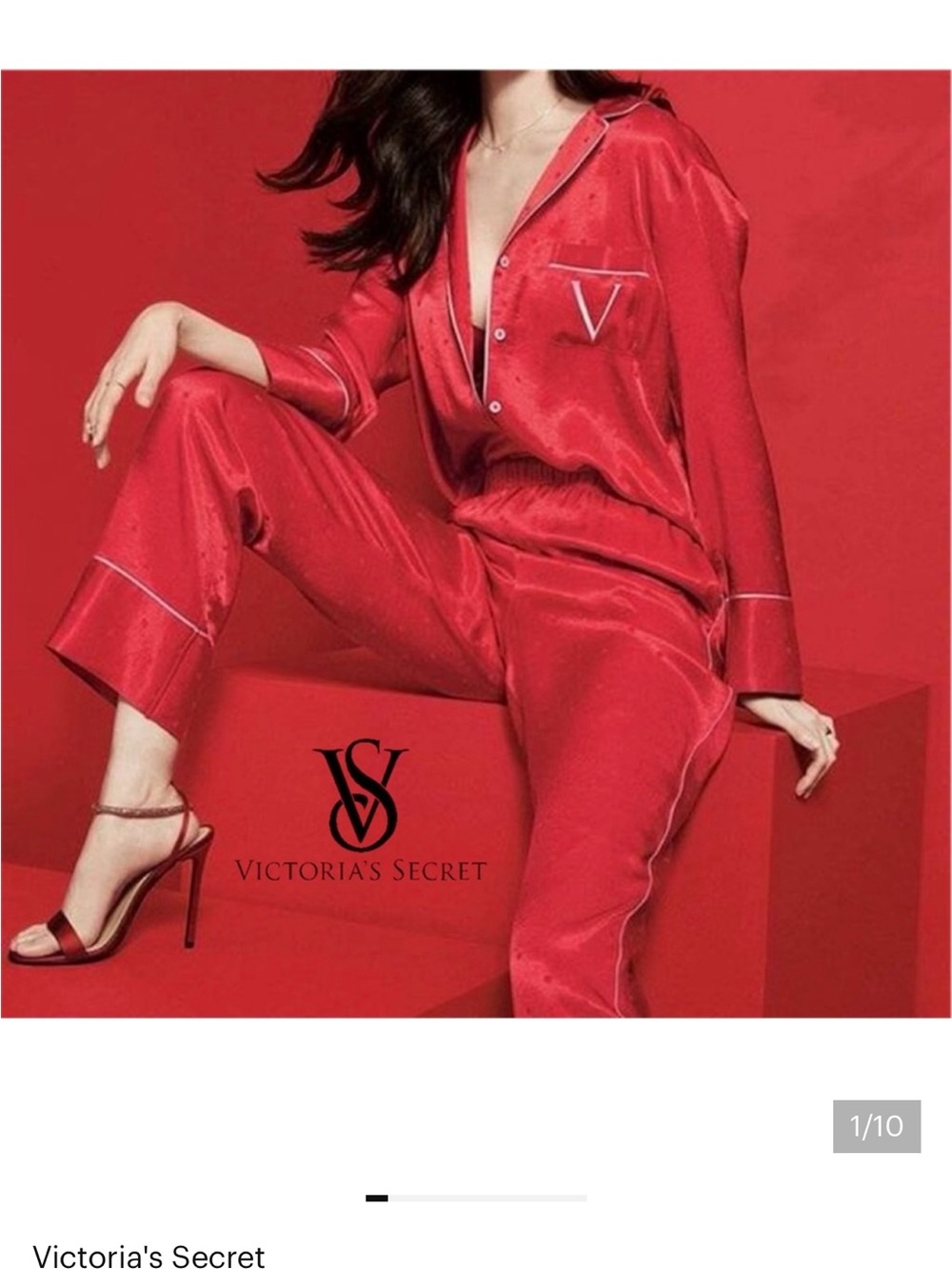 Victoria's Secret Red Satin Afterhours Pajama Set